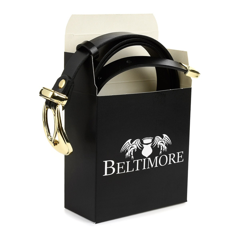 BELTIMORE D52 leather women's gold cowgirl belt : Colors - black, Strap size - r.80-95 cm