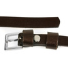 Women's narrow solid leather dress belt brown S18 : Colors - brown, beige, Belt size - r.90-105 cm