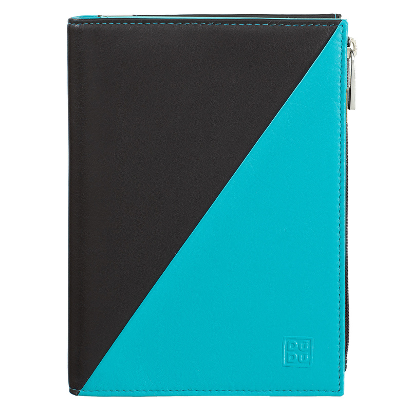 Travel document RFID wallet Colorful Barbados by DUDU in genuine leather with side zip pocket. It is suitable as passport holder and A6 block notes wallet.