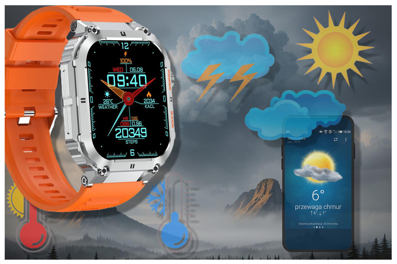 SMARTWATCH MĘSKI Gravity GT6-4 - WYKONYWANIE POŁĄCZEŃ, MONITOR SNU (sg020d)