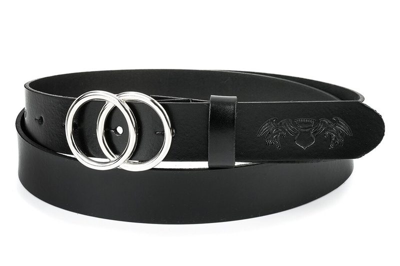 Beltimore leather women's black nickel-free belt 3 cm U69 : Colors - black, Strap size - r.80-95 cm