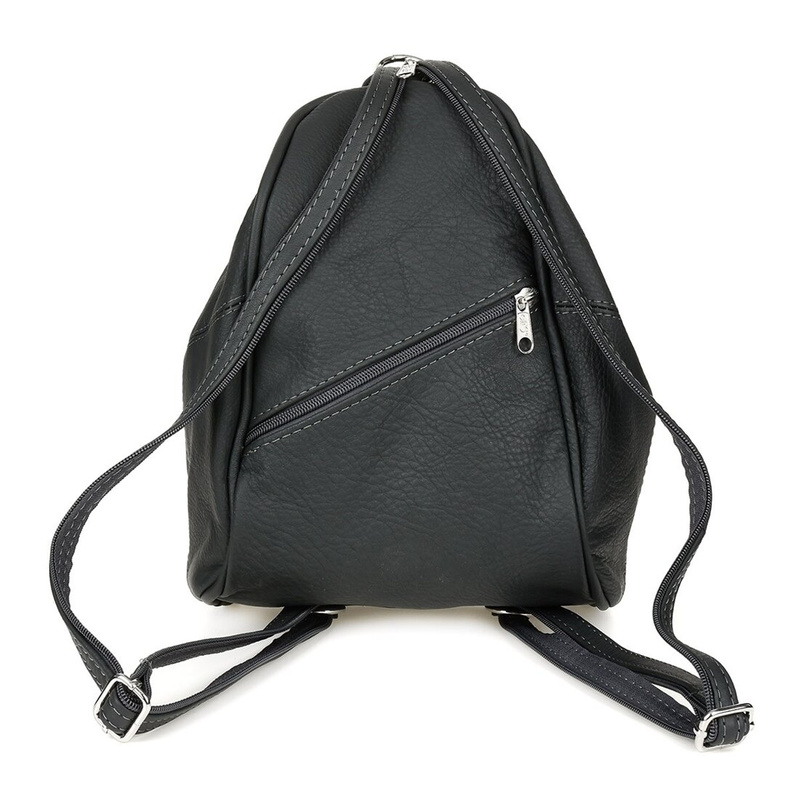 Grey Women's leather backpack bag 2-in-1 Baltimore 019