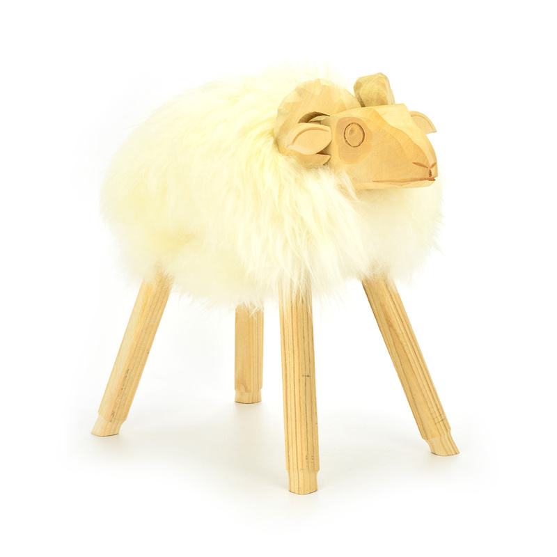 A beautiful, large lamb made of wood and leather