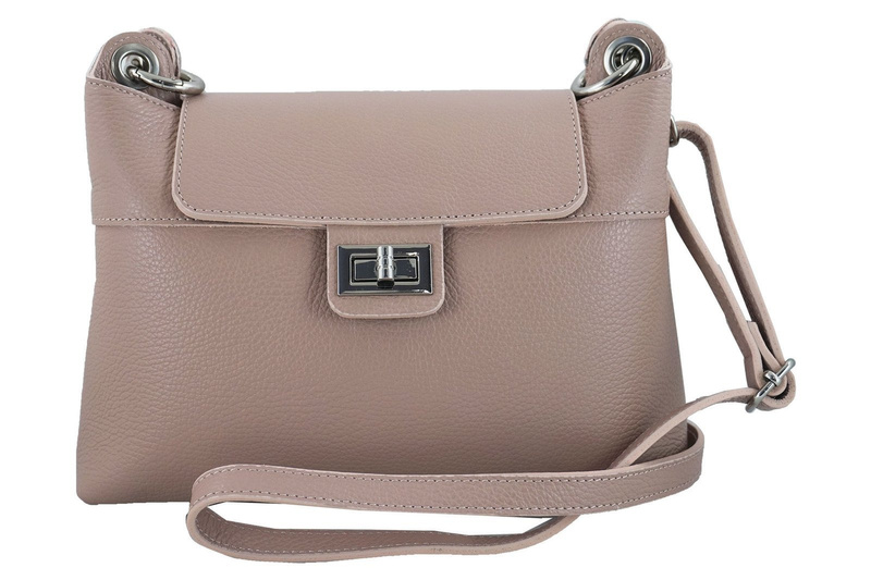 Torebka damska skórzana crossbody  Różowa pudrowa 