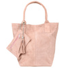 Powder pink Italian suede leather A4 shopper bag T49