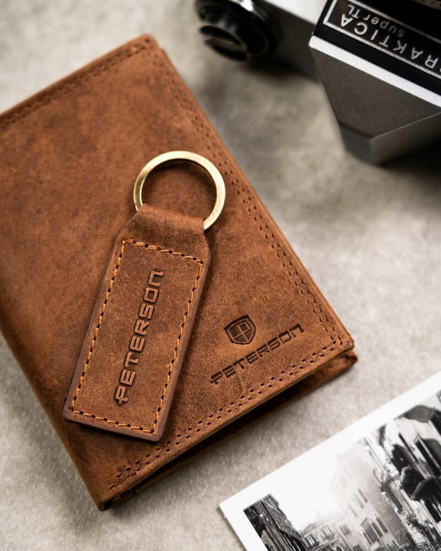 Leather wallet & key ring set PETERSON PTN SET-M-1542