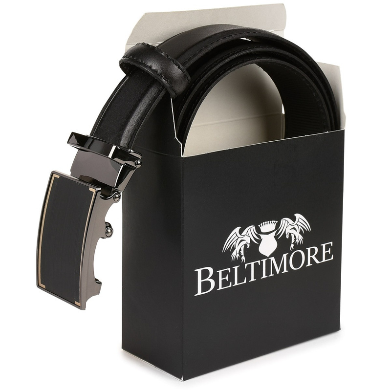 Men's leather belt buckle automatic black Beltimore A08 : Colors - black, Strap size - r.105-120 cm