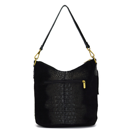 Spacious, stylish women's messenger bag in crocodile leather