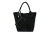 Italienisches Leder Wildleder Handtasche A4 Shopper Schwarz T49