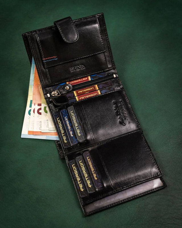 Leather wallet & key ring set PETERSON PTN SET-M-1549L-KCS