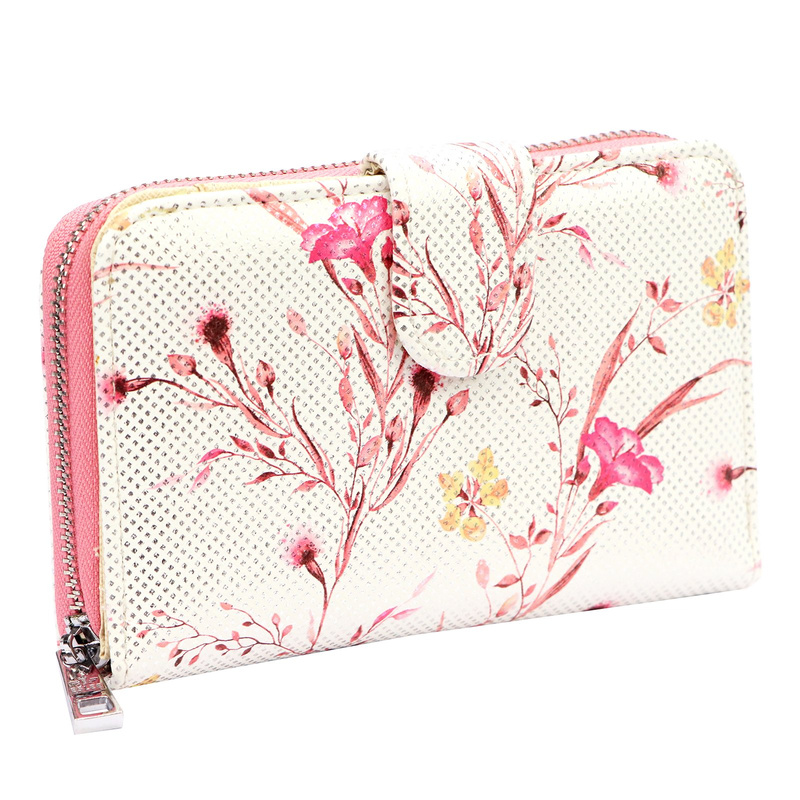 Women's roomy wallet with flowers in eco leather by Eslee