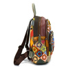 Women's leather backpack with colorful mosaic and flowers