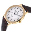 Herrenuhr Quarz braun und gold klassisches Lederband C411