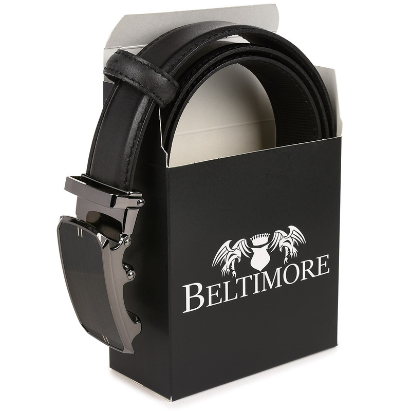 Men's leather belt buckle automatic black Beltimore A07 : Colors - black, Strap size - r.110-125 cm