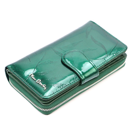 Large stylish women's wallet with a plant motif