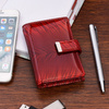 Leather case for documents cards cover natural leather business card holder red with feathers M32