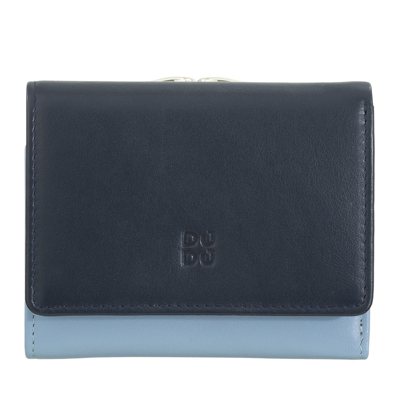 Women’s small RFID blocking wallet Colorful Corsica by DUDU made in soft leather. External coin pocket with clic clac and credit card slots, compact design.