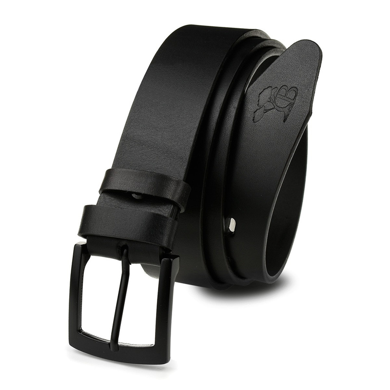 Beltimore full grain leather men's premium black belt E17 : Strap size - r.100-115 cm