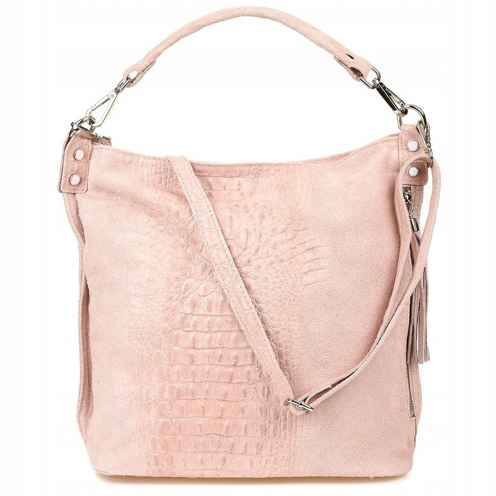 Powder pink leather bag suede shopper w10