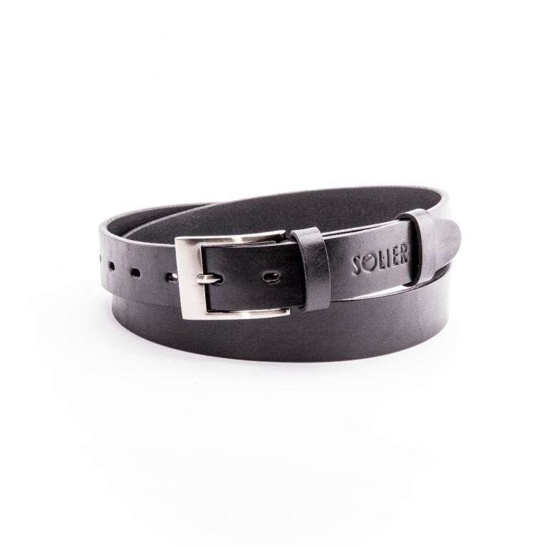 Elegant black leather belt SOLIER SB10