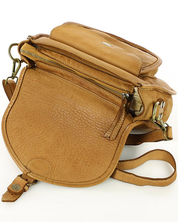 MARCO MAZZINI Klasyczna listonoszka z naturalnej skóry saddle bag genuine leather brąz camel