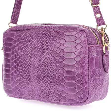 Purple leather women's mailbag Italian croco trunk Beltimore P12