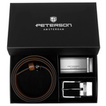 Set cadou pentru bărba?i din piele naturală Peterson PTN KL-B006-S001 BLACK-BROWN