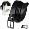 Beltimore full grain leather narrow men's belt black E09 : Colors - black, Strap size - r.80-95 cm