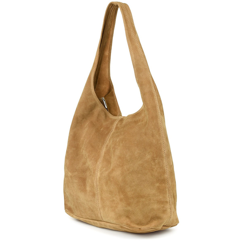 Italienische Handtasche Tasche Leder Wildleder Natural Mustard U35