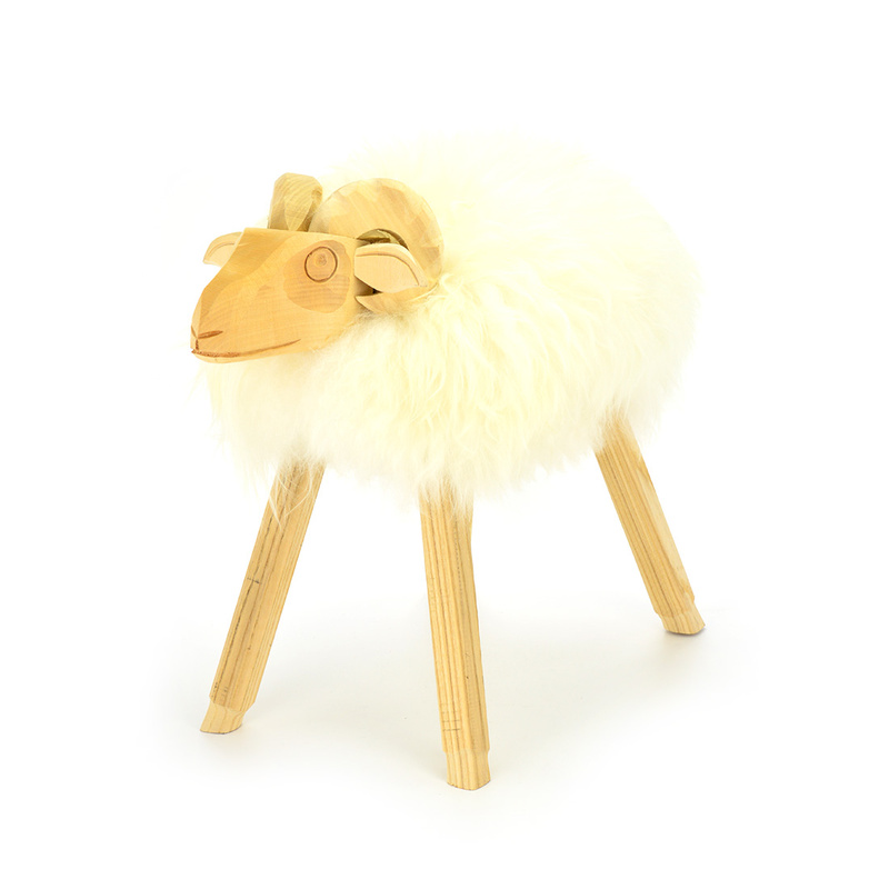 A beautiful, large lamb made of wood and leather