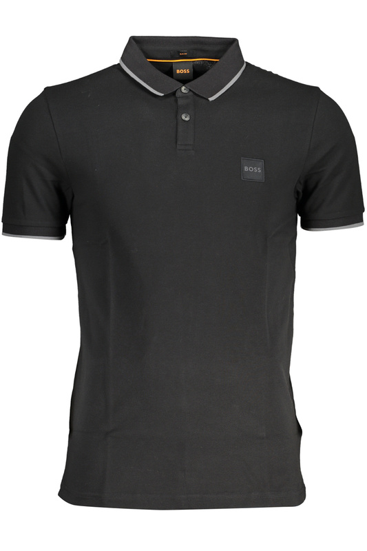 HUGO BOSS MEN&#39;S BLACK SHORT SLEEVED POLO SHIRT