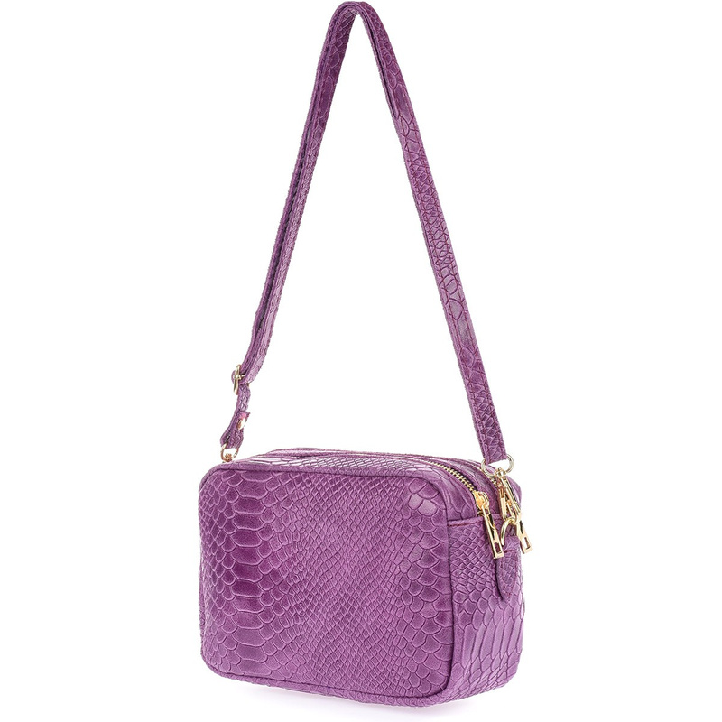 Lila Leder Damen Posttasche Italienischer Kroko-Koffer Beltimore P12