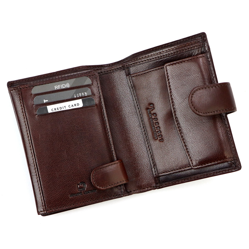 EL FORREST men's leather zip-up wallet with RFID