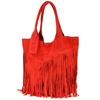 Red Women's Suede Leather Handbag A4 Tassel Large L83