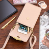 Women's small phone bag mini letterman shoulder report bag dark beige eco leather POR-TE-2