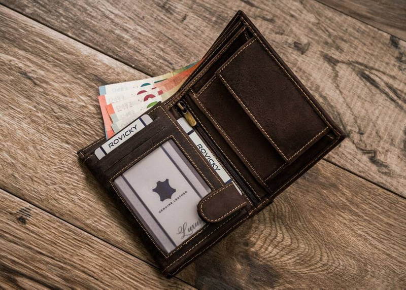 Large leather wallet with an individual pattern