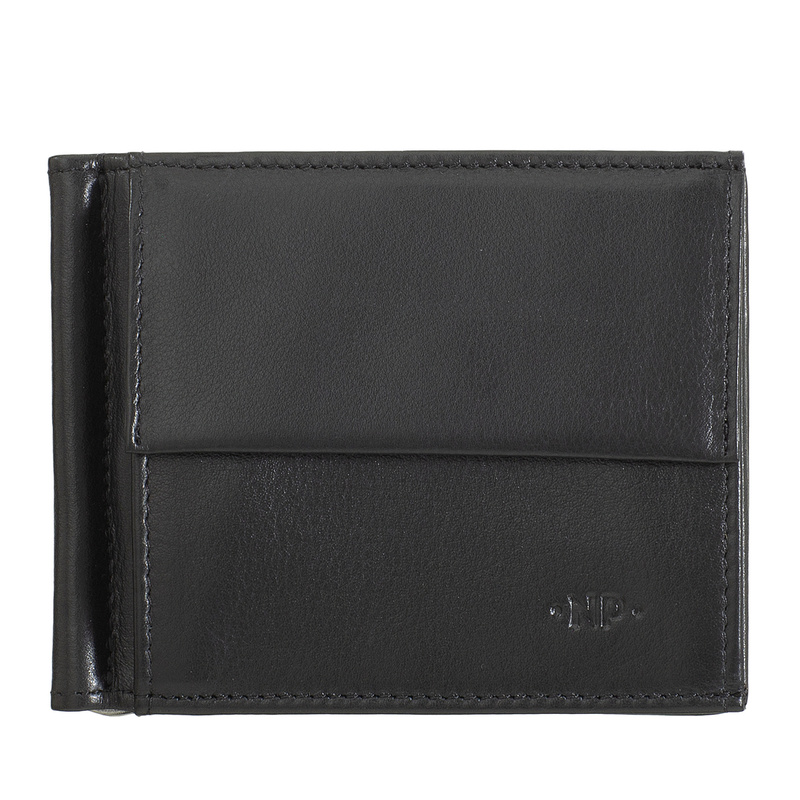 Money clip wallet for men Nappa Sid by Nuvola Pelle with spring, made in genuine leather, with coin pocket and card slots.