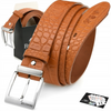 Camel Beltimore leather trouser belt classic face W87 : Colors - brown, beige, Strap size - r.120-135 cm