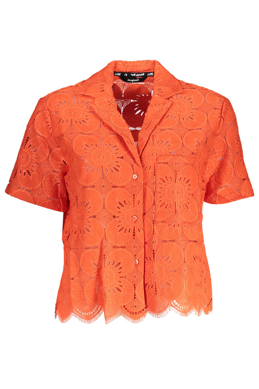 DESIGUAL ORANGE WOMEN&#39;S SHORT SLEEVED SHIRT