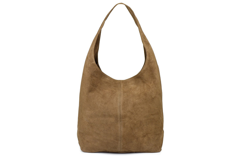 Italienische Handtasche Tasche Leder Wildleder Natural Mustard U35