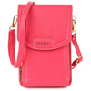 Women's mini letterman's phone bag with flap report shoulder bag fuchsia eco leather POR-T-8