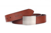 Elegant dark brown leather belt SOLIER SB11