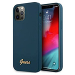 Guess GUHCP12LLSLMGBL iPhone 12 Pro Max 6,7" niebieski/blue hardcase Metal Logo Script