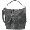 Grey suede leather handbag women's shopper W10