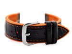 U18 rubber watch strap - black/orange - 20mm