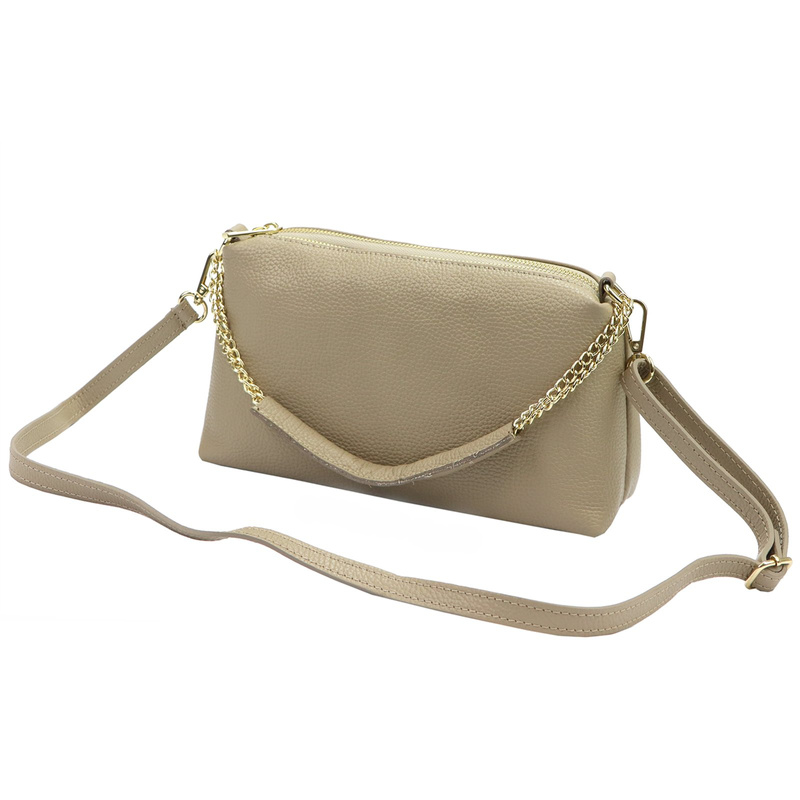 Women's leather shoulder messenger bag with chain