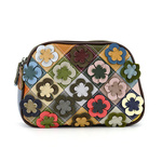 Beautiful colorful leather messenger bag, mosaic pattern