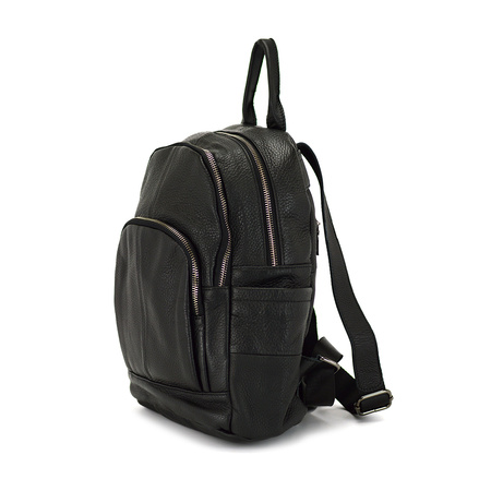 Women's capacious leather functional backpack