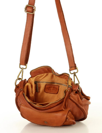 MARCO MAZZINI Klasyczna listonoszka z naturalnej skóry saddle bag genuine leather brąz camel