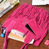 Pink Women's Suede Leather Handbag A4 Tassel Large L83